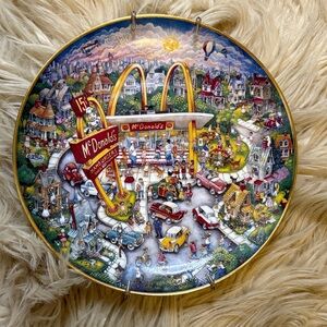 McDonald's Vintage Scene Plate with Red and Yellow Accents